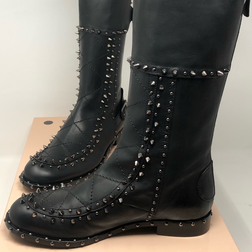 LAURENCE DACADE BLACK STUDDED MOTO BOOTS Sz. 10